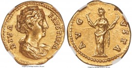 Diva Faustina Senior (AD 138-140/1). AV aureus (20mm, 7.37 gm, 5h). NGC Choice XF 5/5 - 3/5, edge marks, scratches. Rome, after AD 141. DIVA-FAVSTINA,...