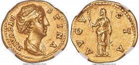 Diva Faustina Senior (AD 138-140/1). AV aureus (19mm, 6.98 gm, 6h). NGC XF S 5/5 - 5/5. Rome, AD 147-161. DIVA FAV-STINA, draped bust of Diva Faustina...