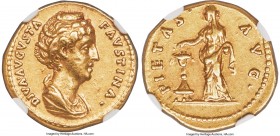 Diva Faustina Senior (AD 138-140/1). AV aureus (19mm, 6.88 gm, 11h). NGC XF 5/5 - 4/5. Rome, AD 141-147. DIVA•AVGVSTA-FAVSTINA•, draped bust of Diva F...