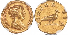 Faustina Junior (AD 147-175/6). AV aureus (19mm, 6.93 gm, 5h). NGC AU 5/5 - 4/5, edge filing. Rome, ca. AD 147-161. FAVSTINA AVG-PII AVG FIL, draped b...