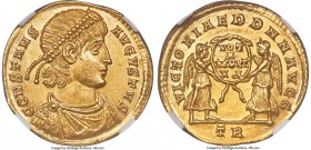 Constans, as Augustus (AD 337-350). AV solidus (22mm, 4.46 gm, 6h). NGC MS 5/5 - 4/5. Trier, ca. AD 347-348. CONSTANS-AVGVSTVS, pearl-diademed, draped...