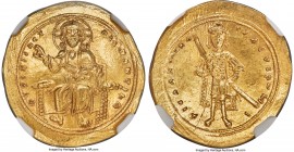 Isaac I Comnenus (AD 1057-1059). AV histamenon nomisma (25mm, 4.44 gm, 6h). NGC MS 5/5 - 4/5, light marks. Constantinople. + IhS XIS RЄX-RЄϚNANTIhm, C...