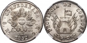 Cordoba. Provincial 8 Reales 1852 MS64+ NGC, Cordoba mint, KM32. A superb representative of this 8 Reales issue, produced in the final year of operati...