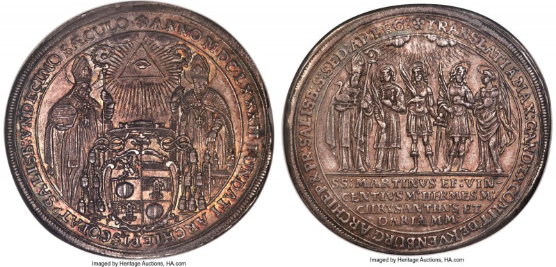 Salzburg. Maximilian Gandolph Taler 1682 MS63 NGC, KM233, Dav-3509. Slightly con...