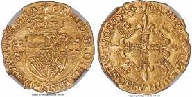 Charles V (1506-1555) gold Couronne d'Or au Soleil 1544 MS63+ NGC, Antwerp mint, Fr-62, Delm-102. Struck on a slightly ragged flan at the edges with a...