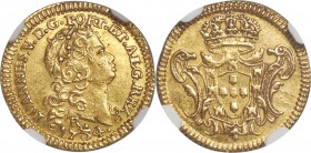 João V gold 800 Reis 1734-R MS63 NGC, Rio de Janeiro mint, KM153, LMB-199. The finer of just two certified examples by NGC, with none in PCGS's databa...