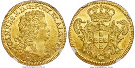 João V gold 6400 Reis 1746-R MS63 NGC, Rio de Janeiro mint, KM149, LMB-221. Fully choice and well-centered with strong luster and areas of honeyed ton...