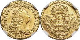Jose I gold 800 Reis 1768-B AU Details (Cleaned) NGC, Bahia mint, KM180.1, Gomes-29.12. Despite its cleaning the surfaces of this selection do not exh...