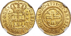 Jose I gold "Large Size" 1000 Reis 1771-(L) MS66 NGC, Lisbon mint, KM162.3, LMB-327. Type 4, "Josephus Dominus" variety. In every respect, a sparkling...
