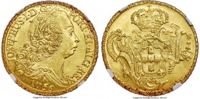 Jose I gold 6400 Reis 1756-B MS64 NGC, Bahia mint, KM172.1, LMB-386. A delightful near-gem example of the date, with impressively luminous surfaces an...