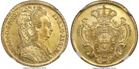 Maria I gold 6400 Reis 1800-R MS62 NGC, Rio de Janeiro mint, KM226.1, LMB-538. Harvest-gold color with copious luster, only limited stacking friction ...