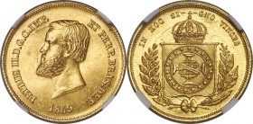 Pedro II gold 5000 Reis 1859 UNC Details (Obverse Cleaned) NGC, Rio de Janeiro mint, KM470, LMB-642. A rare date in Pedro II's 5000 Reis series - one ...