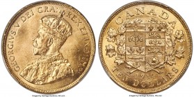 George V gold 10 Dollars 1914 MS65 PCGS, Ottawa mint, KM27, Fr-3. A radiant gem with full mint brilliance, very scarce in this superior designation. F...