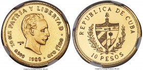 Republic 5-Piece Certified gold "Jose Marti" Set 1988 NGC, 1) 10 Pesos - MS70, KM211. Mintage: 50. 2) 15 Pesos - MS69, KM212. Mintage: 50. 3) 25 Pesos...