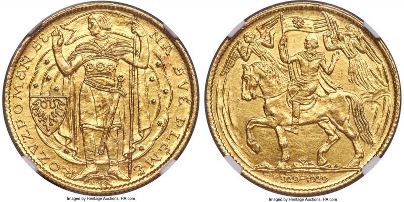 Republic gold Medallic 3 Dukaten 1929 MS63 NGC, KM-XM8. 11.94gm. Struck as a one...