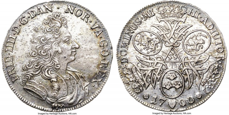 Frederik IV Krone 1700-(h) AU58 NGC, Copenhagen mint, KM448, Dav-A1287, Hede-36,...