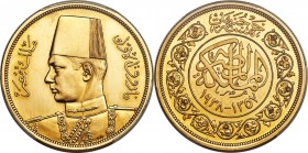 Farouk gold Proof "Royal Wedding" 500 Piastres AH 1357 (1938) PR62 PCGS, London mint, KM373. Commemorating the royal wedding of King Farouk to Queen F...