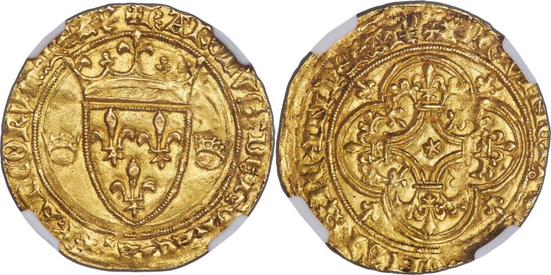 Charles (VII), as Dauphin, in the name of Charles VI gold Ecu d'Or a la couronne...