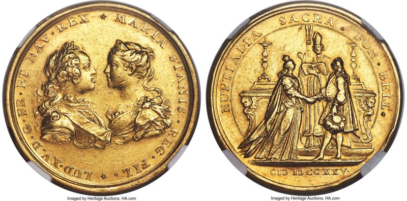 Louis XV gold "Marriage to Maria Leszczynska" Medal 1725-Dated AU Details (Rim F...