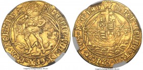 Henry VIII (1509-1547) gold Angel ND (1509-1526) AU55 NGC, Tower mint, Portcullis Crowned mm, S-2265, N-1760. 1st Coinage of 1509-26. A pleasing selec...