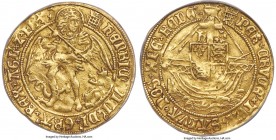 Henry VIII (1509-1547) gold Angel ND (1509-1526) XF40 NGC, Tower mint, Portcullis mm, S-2265, N-1760. Slightly wavy flan and with some speckled die ru...