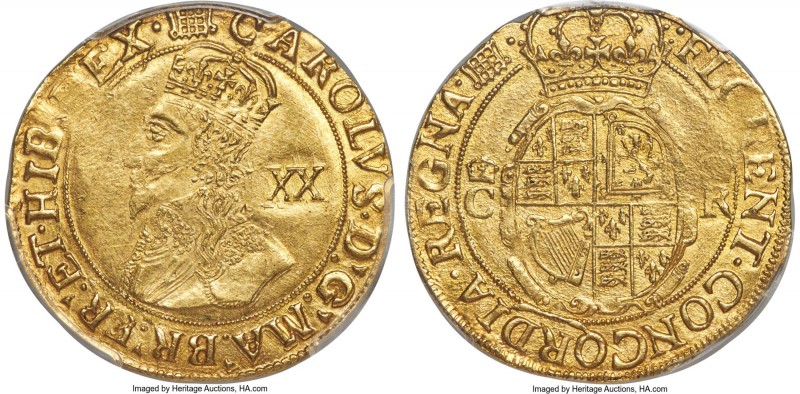 Charles I gold Unite ND (1633-1634) AU58 PCGS, Tower mint under the King, Portcu...