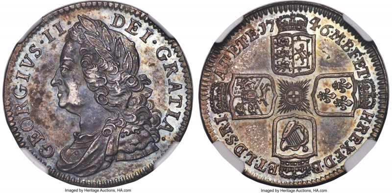 George II Proof Shilling 1746 PR62 NGC, KM583.3, S-3704, ESC-1208. From a suppos...