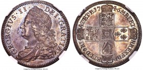 George II Proof 1/2 Crown 1746 PR63 NGC, KM584.2, S-3696, ESC-1691 (R; prev. ESC-608). VICESIMO edge. Glossy surfaces infused by hues of cobalt and se...