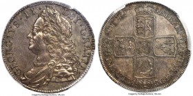 George II Crown 1751 MS62 PCGS, KM585.2, S-3690, Dav-1351. V. QVARTO edge. Rare at this level of preservation, this gunmetal-grey piece exhibits a dee...