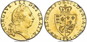 George III gold Guinea 1795 MS63 NGC, KM609, S-3729. Some light marks, otherwise unscathed and with especially sharp striking detail. Premium even for...