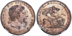 George III Crown 1820-LX MS65 NGC, KM675, S-3787. LX edge. Underrated and highly elusive as a gem, this crown exhibits eye-appeal that should draw ent...