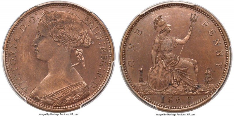 Victoria bronzed copper Proof Penny 1861 PR66 Brown PCGS, KM749.2, S-3954, Freem...