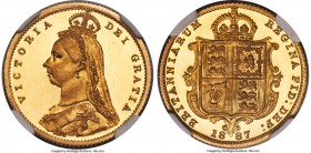 Victoria gold Proof 1/2 Sovereign 1887 PR66 Ultra Cameo NGC, KM766, S-3869, W&R-362. A lovely gem, with simply magnificent watery surfaces and a fanta...