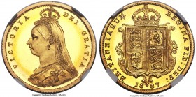 Victoria gold Proof 1/2 Sovereign 1887 PR65+ Cameo NGC KM766, S-3869. An admirable example of this Jubilee head issue that becomes quite difficult to ...