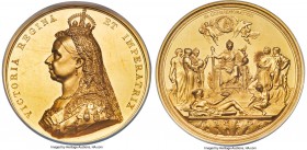 Victoria gold Proof "Golden Jubilee" Medal 1887 PR62 Ultra Cameo NGC, BHM-3219, Eimer-1733a. 58mm. 83.35gm. By J.E. Boehm and F. Leighton. Struck to a...