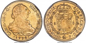 Charles III gold 8 Escudos 1778 NG-P XF Details (Excessive Surface Hairlines) NGC, Nueva Guatemala mint, KM40, Fr-10. A rare opportunity to acquire an...