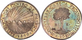 Central American Republic 8 Reales 1846/2 NG-MA MS63 PCGS, Nueva Guatemala mint, KM4. A lustrous brilliance enhances the obverse and reverse surfaces ...