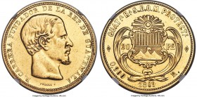 Republic gold 20 Pesos 1869-R AU Details (Cleaned) NGC, KM194. Mintage: 16,000. A one-year type featuring the portrait of Rafael Carrera. Cleaned, tho...