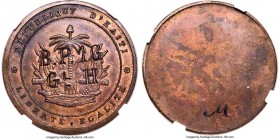 General Florvil Hippolyte Uniface Counterstamped Insurrection Gourde ND (c. 1889) MS63 Brown NGC, KM51, Guttag-2246A, Rudman-322. Mintage: 100. With t...