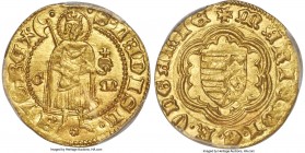 Maria gold Goldgulden ND (1382-1387) MS65 PCGS, Fr-8, CNH-111. 3.56gm. An absolutely superb example of issue from the short-lived reign of Maria of An...