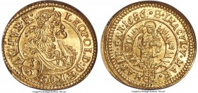 Leopold I gold 1/6 Ducat 1686-NB MS66 NGC, Nagybanya mint, KM189, Fr-154, Husz-1343. Fantastically lustrous and sharp, the fields' only clear feature ...