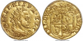 Milan. Philip II gold Doppia 1578 MS62 PCGS, Fr-716, MIR-301/1, Crippa-4/A. A lustrous representative of this Spanish-Italian gold "Doppia", which ret...