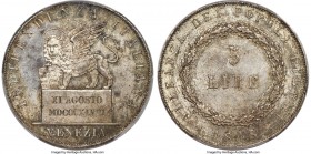 Venice. Revolutionary 5 Lire 1848 MS65 PCGS, Venice mint, KM803 (prev. KM-C185). A scarce one-year type struck during the turmoil of 1848, this revolu...