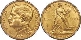 Vittorio Emanuele III gold 100 Lire 1912-R MS62 NGC, Rome mint, KM50, Fr-26. Mintage: 4,946. A desirable low-mintage type offering aurous mint luster ...