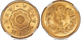Taisho gold 20 Yen Year 6 (1917) MS66 NGC, Osaka mint, KM-Y40.2, Fr-53, JNDA 01-6. A captivating gem, wonderfully satiny and with much of the surfaces...