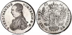Ferdinand Hompesch 15 Tari 1798 MS63 NGC, KM344. Believed to have been struck during the French occupation of Malta (1798-1800). Simply sublime, the s...