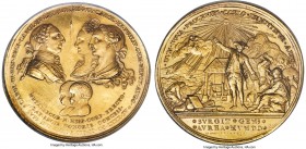 Charles III gilt-bronze "Birth of Carlos & Felipe" Medal 1784 MS63 NGC, Grove-K-80b. 60mm. Besides a large die crack in the obverse center at 12 o'clo...