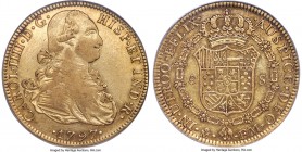 Charles IV gold "EFLIX" 8 Escudos 1797 Mo-FM XF45 PCGS, Mexico City mint, KM159. A sound example of this known error variant, struck with "EFLIX" rath...