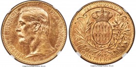 Albert I gold 100 Francs 1904-A MS63 NGC, Paris mint, KM105. Champagne toned throughout, with a resulting unique visual allure that makes for a desira...