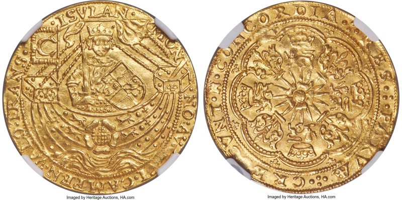 Kampen. City gold Imitative Rose Noble ND (1590-93) MS63 NGC, Kampen mint, Fr-15...